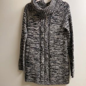 Ann Taylor Black and White Cowl Neck Sweater